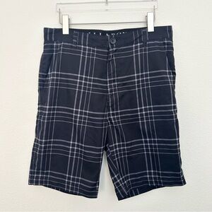 Billabong Black Plaid Board Shorts Lightweight Quick Dry Sporty Size 32 Waist